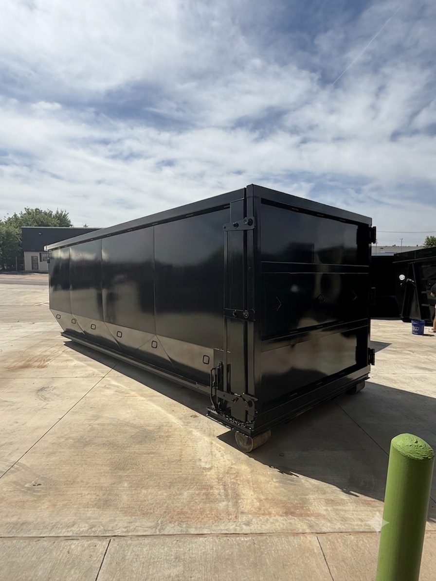 Black roll-off dumpster ready for delivery in Shawnee, OK